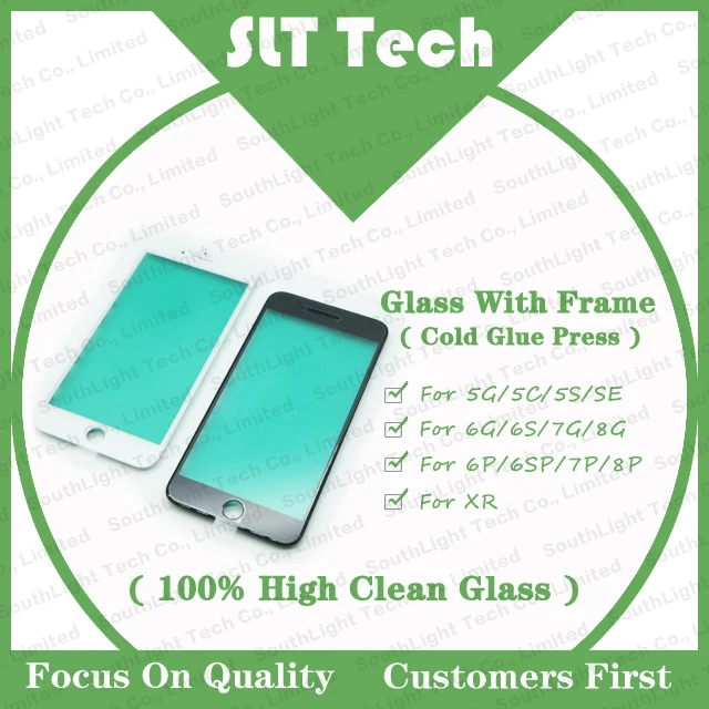 Customized Top Quality Parts For Iphone 5 5S 5c 6g 6s 6 7 8 plus 7g 8g glass with frame cold press high clean outer glasses lens