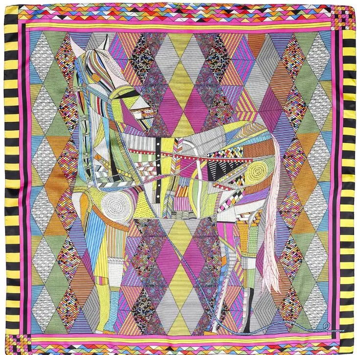 2020 NEW 90*90cm Luxury Brand Women Silk Scarves Plaid Horse Square Scarves Spring Summer Shawls For Ladies