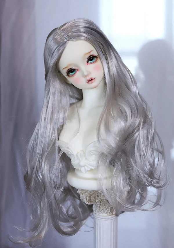 BJD puppe perücke geeignet für 1-3 1-4 1-6 größe nachahmung seepferdchen haar grau silber welle lange haare puppe zubehör