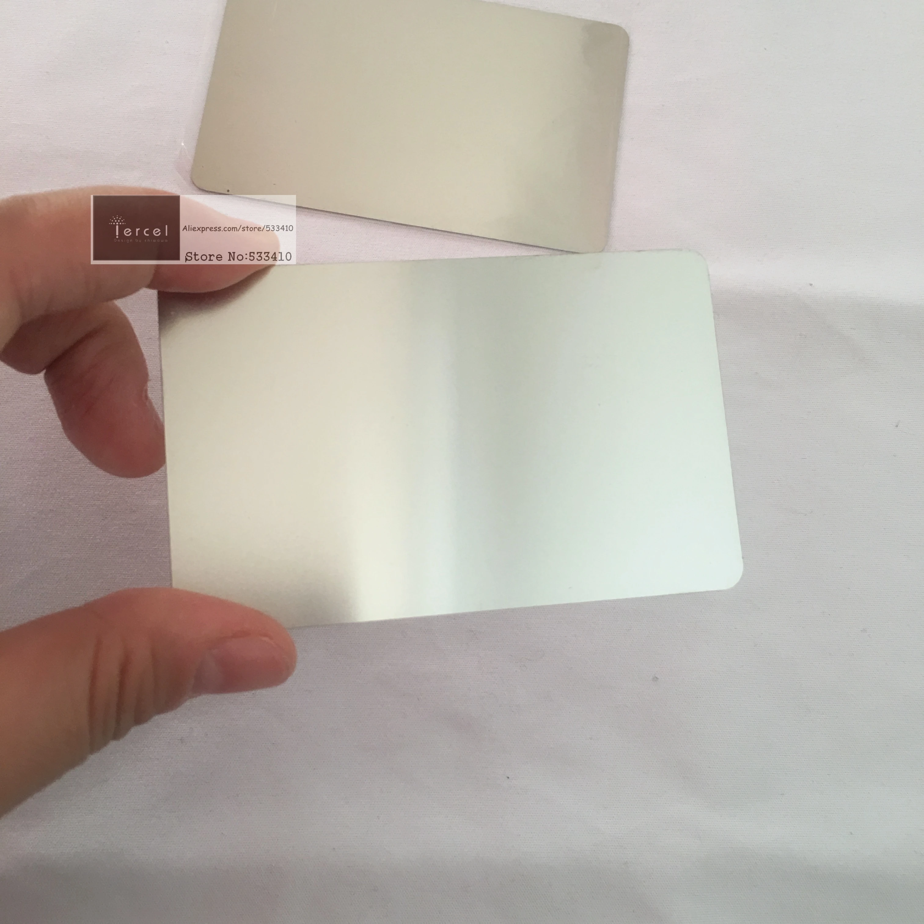 100pcs/lot 0.3mm thickness Blank stainless steel/customized metal business card mirror finish with free shipping price