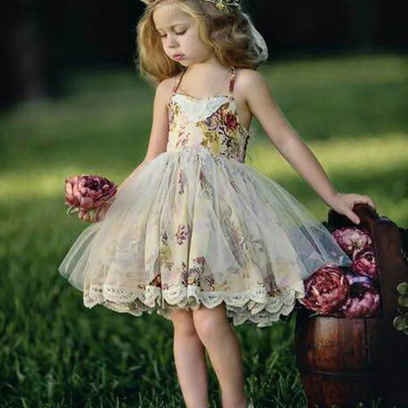 

Toddler Girls Dresses Floral Party Dress Christmas Dress Girl Lace Mesh Tutu Dresses Trap Clothes Baby Clothing