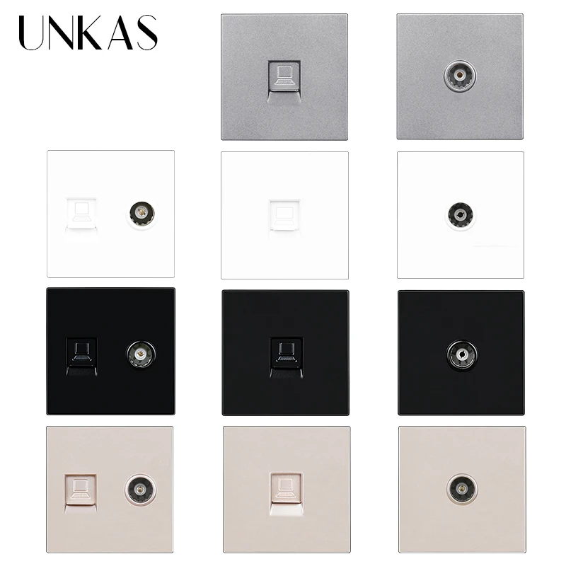 

UNKAS B8 DIY Modules Matching TV Port RJ45 Internet Computer Jack For Wall Power Socket Free Combination Outlet