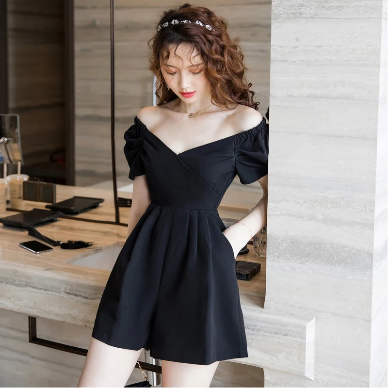 new arrival fashion summer jumpsuit women OL temperament casual sexy v-neck korean retro simple chic high waist a-line jumpsuit