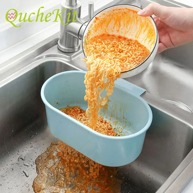 Plastic Sink Strainer Fruit Vegetable Drainer Basket Kitchen Waste Food Residue Filter Sponge Hanging Basket Storage Rack