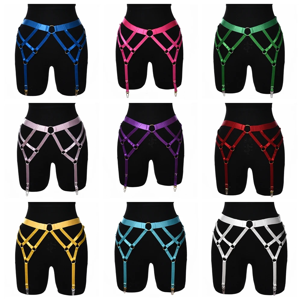 Goth Hohl Hohe Taille Strumpfband Gürtel Multicolor Rave Tragen Körper Harness Elastische Gürtel Einstellbare Sexy Bondage Strumpf Körper Käfig