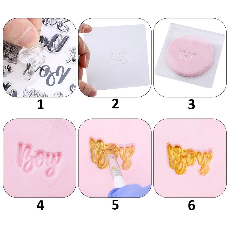 DIY Silicone Biscuit Stamp Cutter English Letter Family Member Holiday Greeting Fondant Decoration Cake Tools