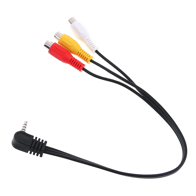 High Speed 90degree 3.5 mm Male Jack To 3 RCA Female Plug Adapter Audio Converter Video AV Cable Wire Cord