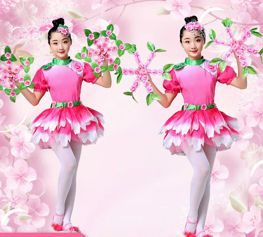 Contemporary Flower dancewear girls dance costume kids salsa dance dress of girl dance wear dancing dress of girl