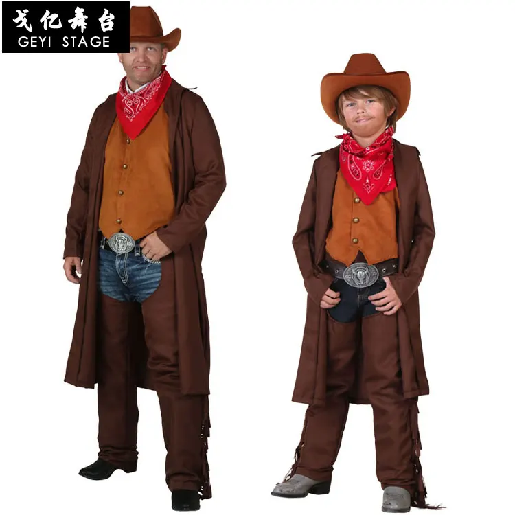 Cosplay West Denim Halloween Easter Party Play American West Denim Parent-child Outfit cowboy