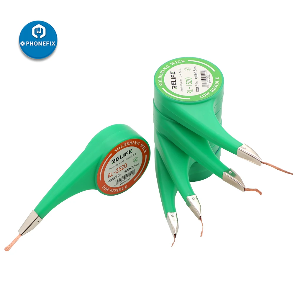 RELIFE-Cables de mecha de soldadura con boquilla antiescaldadura, alambre removedor de tira de estaño de precisión para PCB, 1,5-3,5mm de ancho