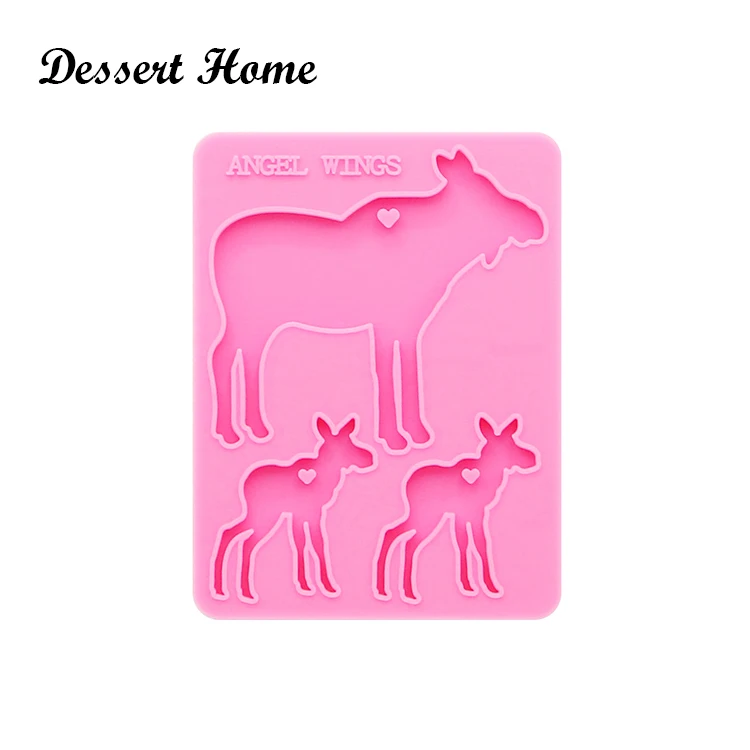 DY0127 Epoxy resin molds moose family mold for keychain pendant Jewelry Makeing Christmas deer silicone molds for resin diy