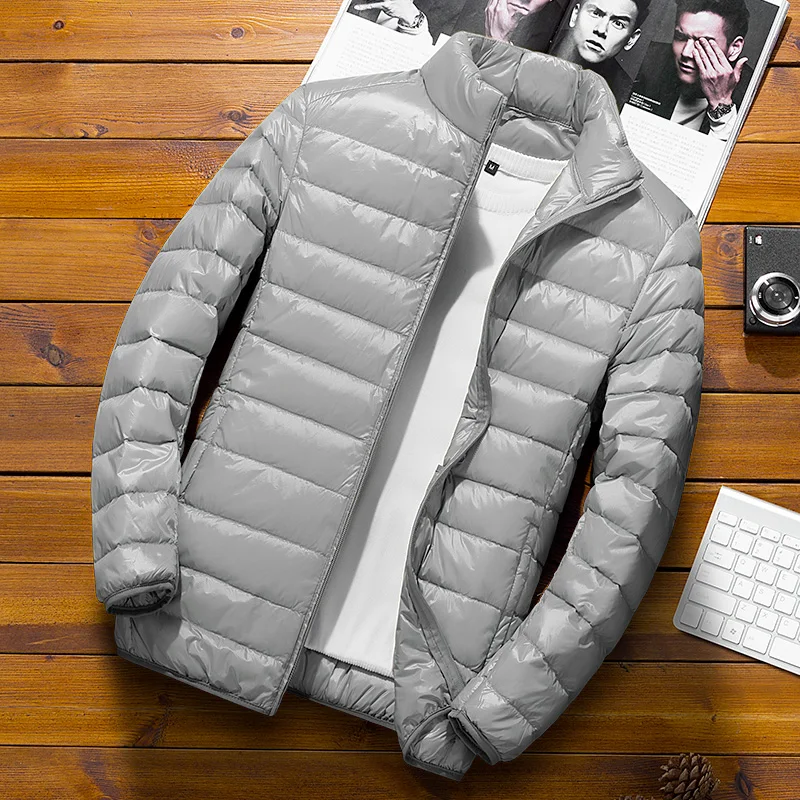 Ultralight Autumn Winter Men's White Duck Down Jacket Male Warm Parkas Coats Ultra Light Stand Collar Outwear LWL1151