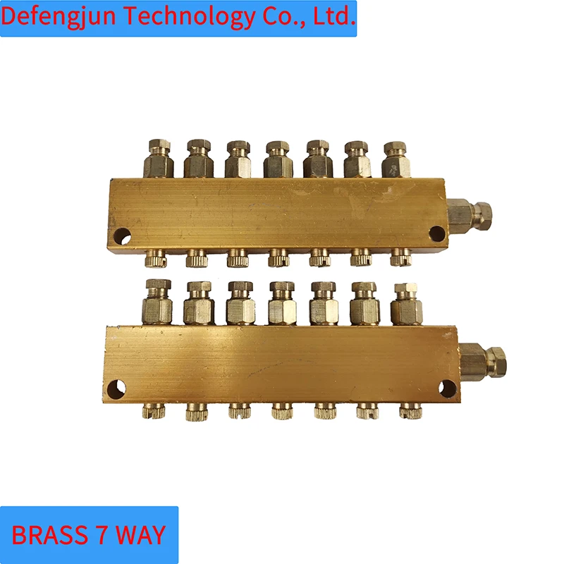 Brass 7 Way Adjustable Lubrication Oil Grease Distributor Valve Manifold Block Central