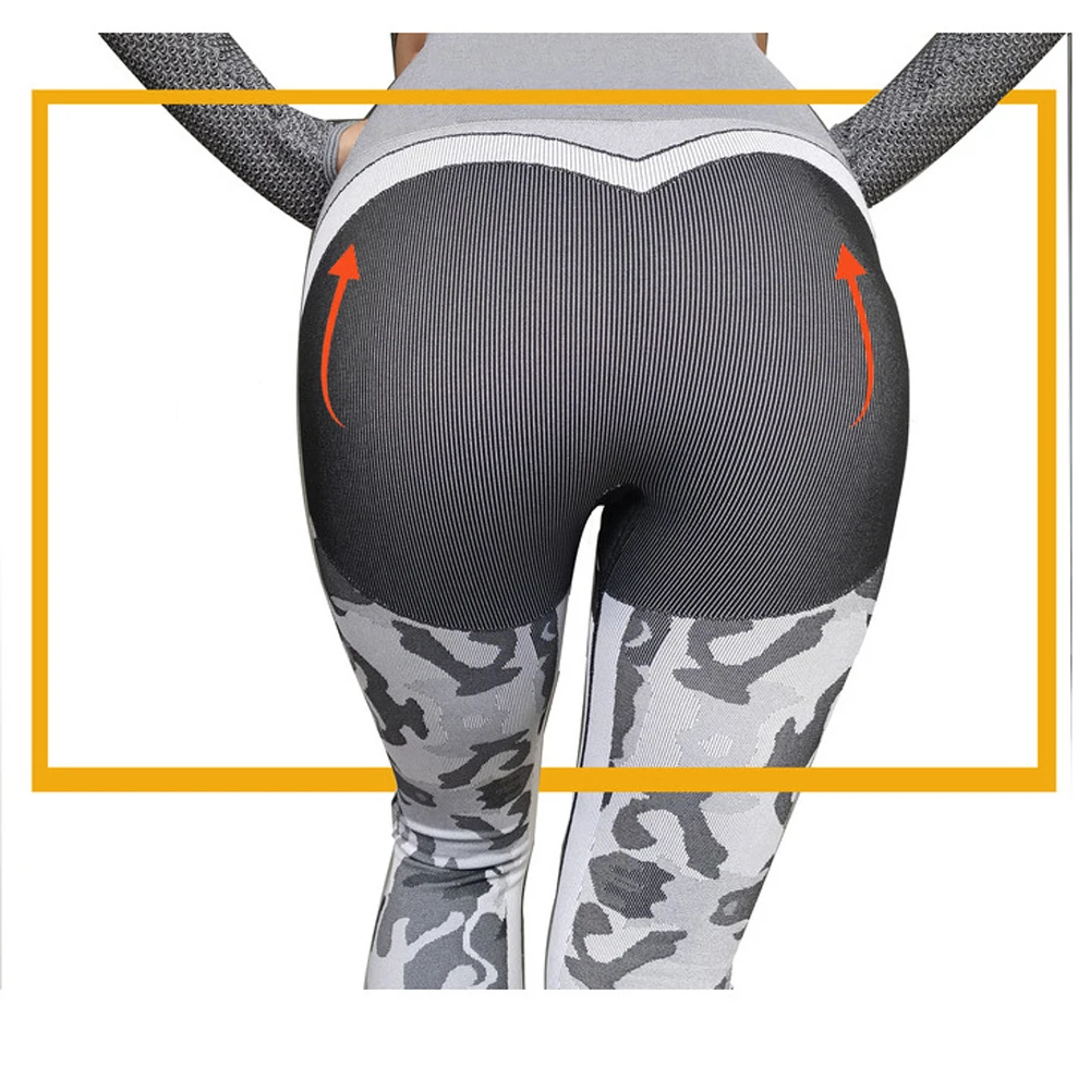 Yoga Pants Women Seamless Crop Tops Long Mesh Sportswear High Waist Leggings Fitness Sport GYM Camo Suits Tight Workout Pants