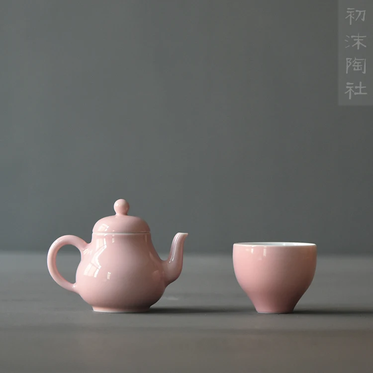 ★At the beginning of the manual spray carmine mini little teapot pink xi shi pot a pot of a cup