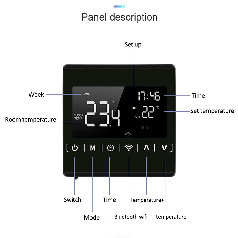 LCD 터치 스크린 온도 조절기 AC85-240V 물 전기 바닥 난방 가스 보일러