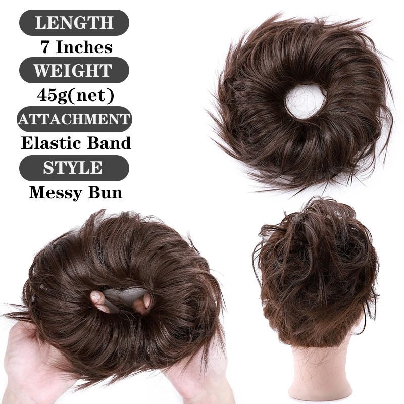 BENEHAIR 45g Messy Hair Bun Women Donut Chignon Scrunchy Hair Bun Elastic Band Synthetic Hair Extension Fake HairPiece For Women