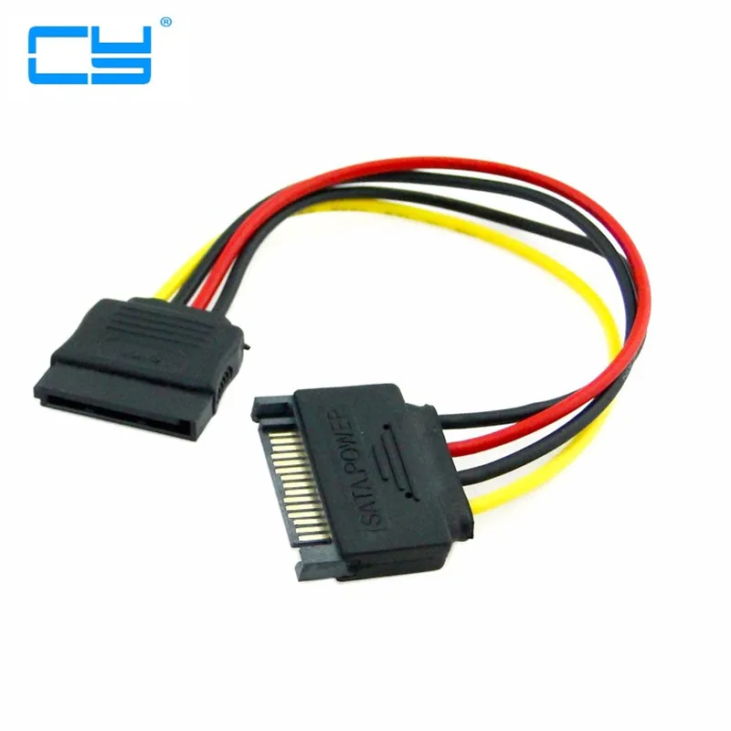 20ซม.0.2M สาย SATA 2 15pin ชายหญิง M F M-F SATA Hard Disk Power Extension Cable