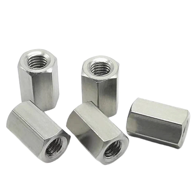 Wkooa Stainless Steel 304 Coupling Nuts Hex Long Nuts M3 M4 M5 M6 M8 M10 M12 M14 M16 M18 M20 M24 DIN6334