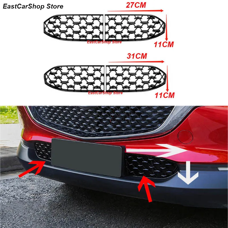 

For Mazda CX30 CX-30 CX30 2022 2020 2021 Front Lower Bumper Grill Grille Moulding Cover Car Front Bottom Middle Net Decoration