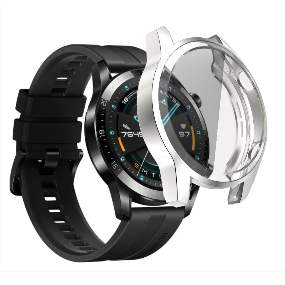 Electroplated TPU Protective Case For Huawei Watch GT2 46mm 42mm Full Screen Protector Shell Bumper Cover