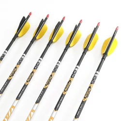 Spine350-900 Archery Hunting Carbon Arrows with 3 Inch Turkey Feather ID4.2mm Shaft Nocks for Compound Recurve Bow Longbow