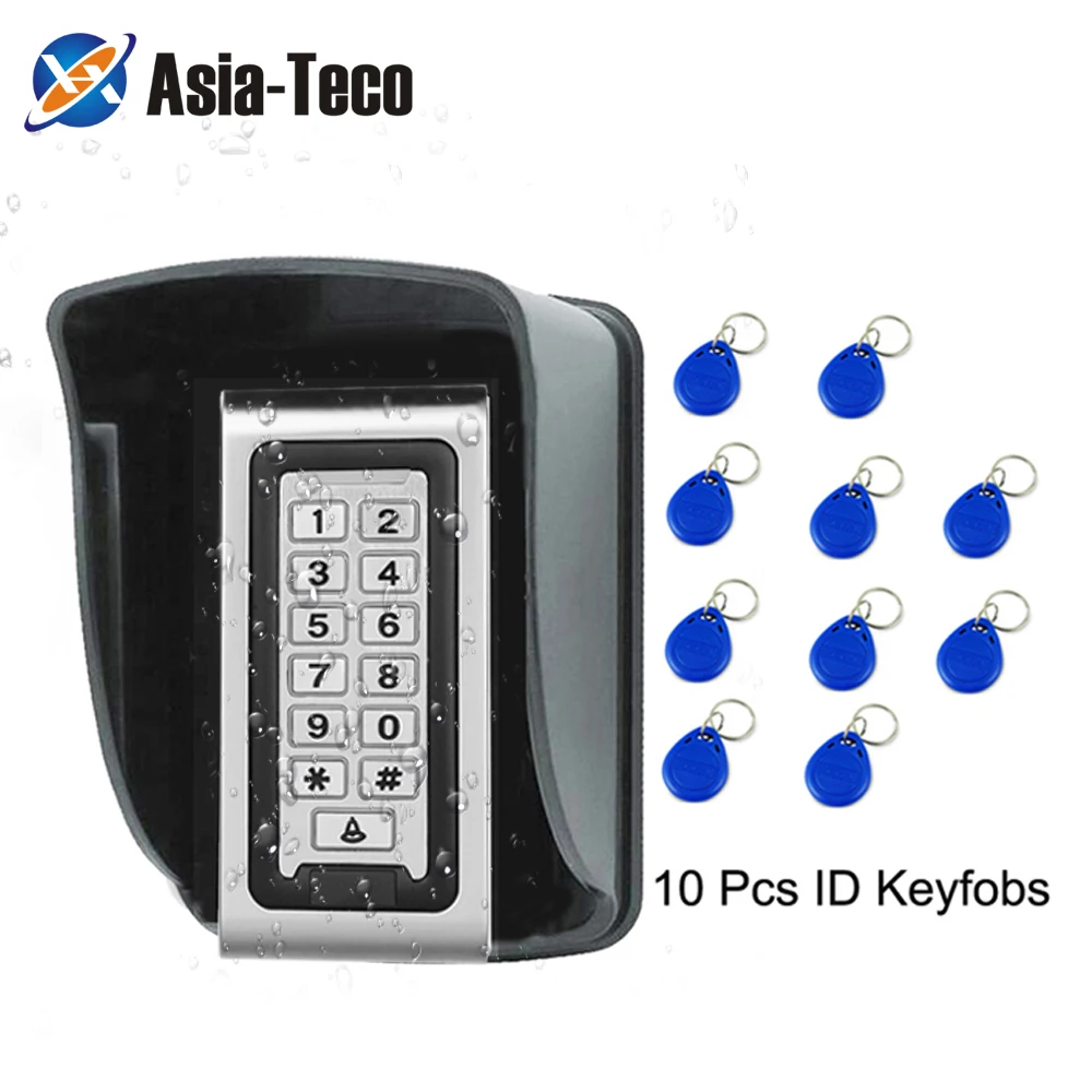 

Waterproof Metal 125KHZ Access Control Keypad With 8000 Users+10 Key Fobs For RFID Door Access Control System