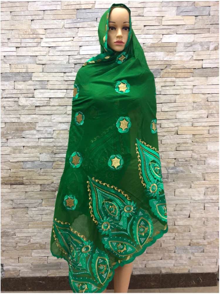 2021 New African Women Scarf Soft Chiffon Scarf Dubai Isalmic Scarf Embroidery Muslim HijabScarf for Shawls Wraps200*110 HB010