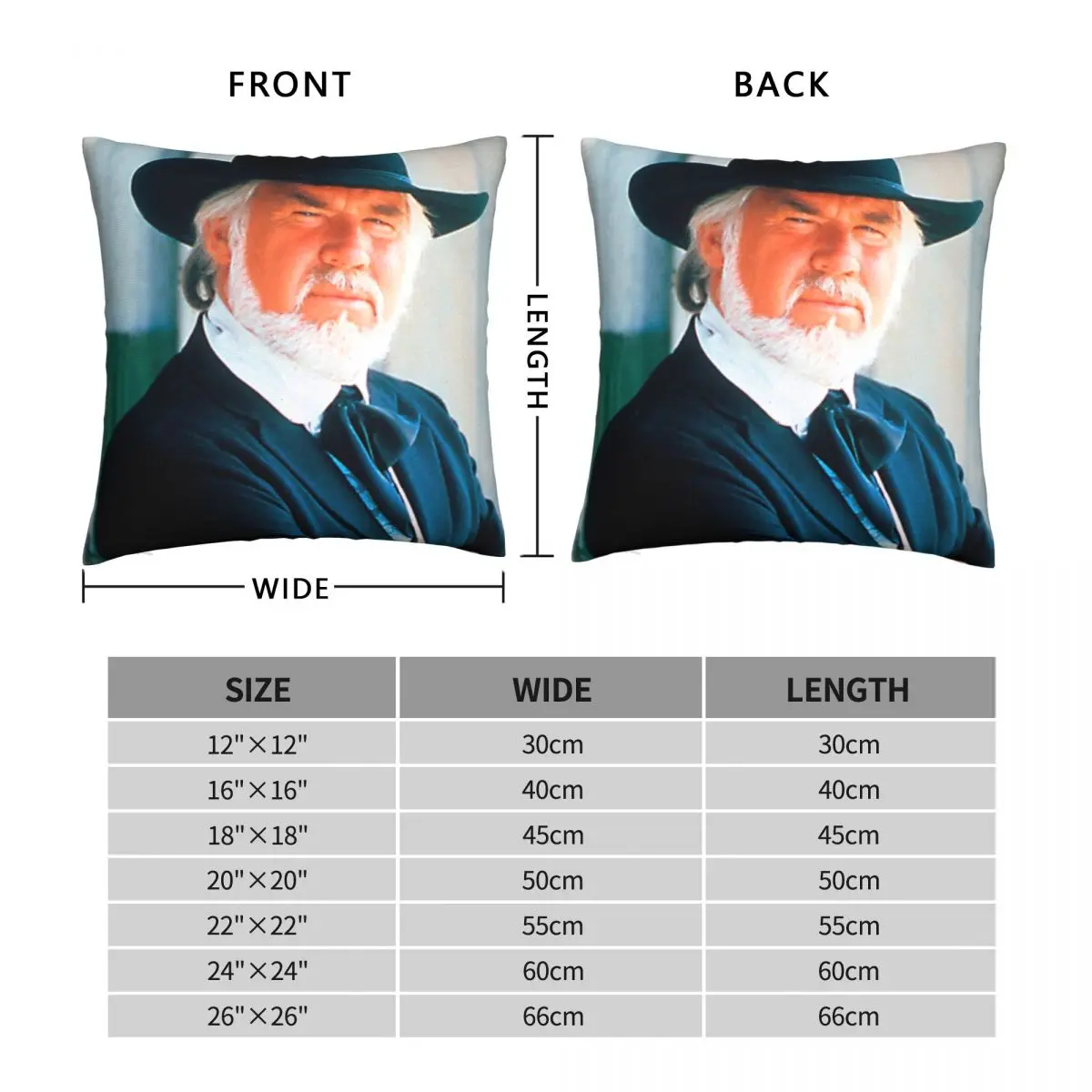 Novi Kenny Rogers Square Pillowcase Polyester Linen Velvet Creative Zip Decor Pillow Case Car Cushion Cover