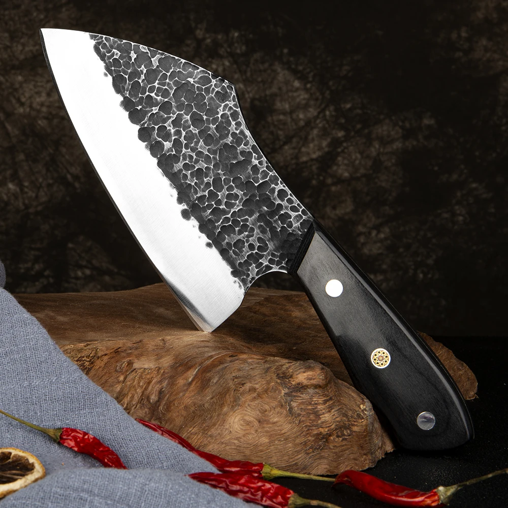 XITUO Hand-Forged High Manganese Steel Full Tang Butcher Knife Kitchen Chef's Knife Meat Cleaver Cooking Tool