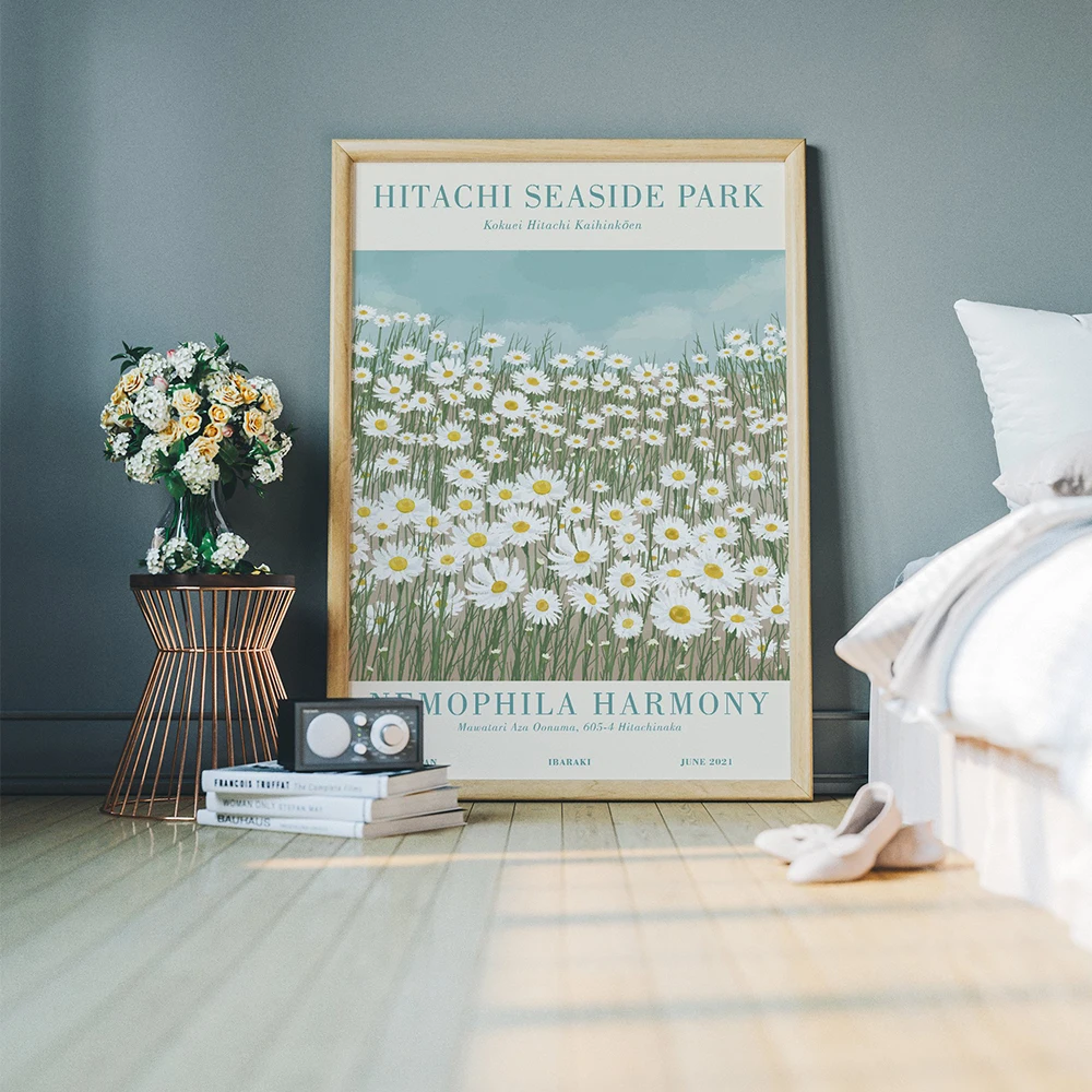 

Hitachi Seaside Park Daisy Flower Summer Canvas Painting Nordic Posters and Prints Wall Art Pictures for Living Room Home Decor