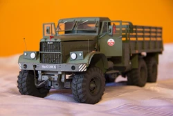 子供のための手作りの日曜大工のおもちゃ,軍用シニアトラックKraz-255B 1:25,DIY紙モデルキット,パズル,おもちゃ