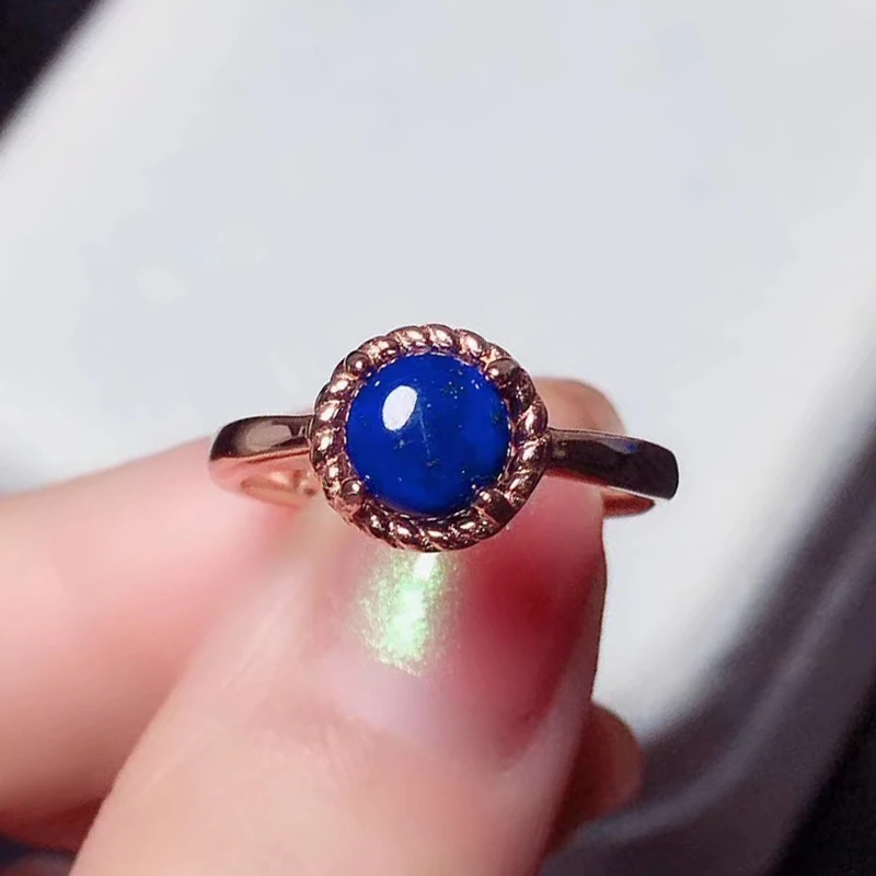 CoLife Jewelry Simple Silver Gemstone Ring for Daily Wear 100% Natura Lafghan Lapis Lazuli Ring 925 Silver Lapis Jewelry