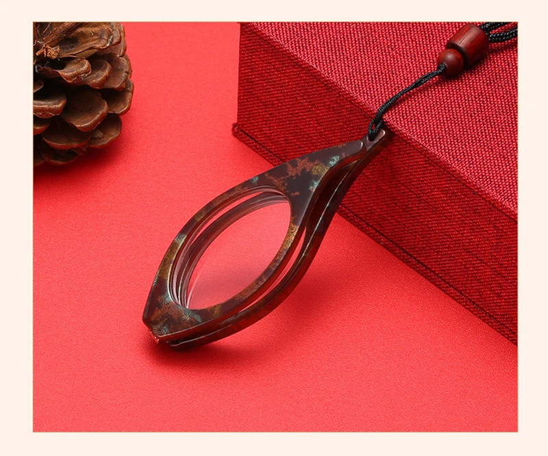 Faltbare Anhänger Lesebrille Lupe Tragbare Verhindern Verlust Runde/Katzen Augen Halskette Prebyopie Brille Senden Mit Kette – Detail 9