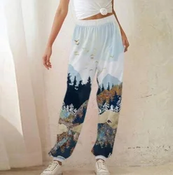 Women Mountain Print Sweatpant Cotton Casual Summer Elestic High Waist Trousers Cargo Pants 2020 Sporting Streetwear Pants