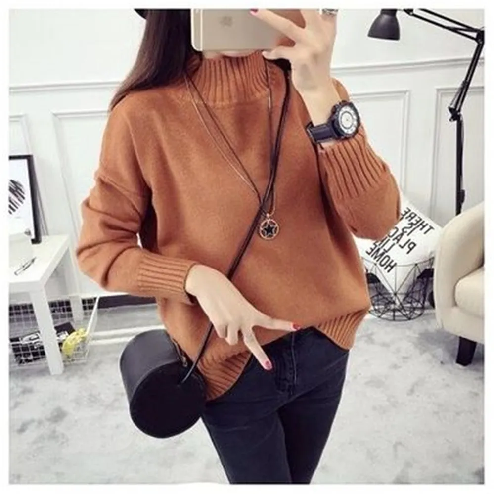 Fashion Cashmere Turtleneck Sweater Women 2024 Autumn Winter Pullover Jumper Pull Femme Streetwear Casual Knitted Sweater PZ3455