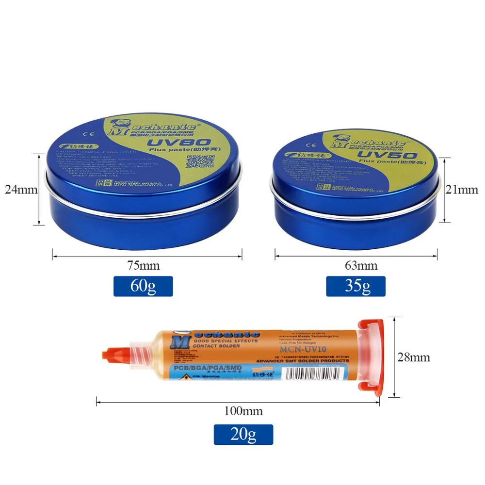 MECHANIC 10CC/60g Mild Rosin Halogen-Free Lead-Free Soldering Paste PCB BGA SMD SMT No-Clean UV10/80 Welding Flux Repair Solder