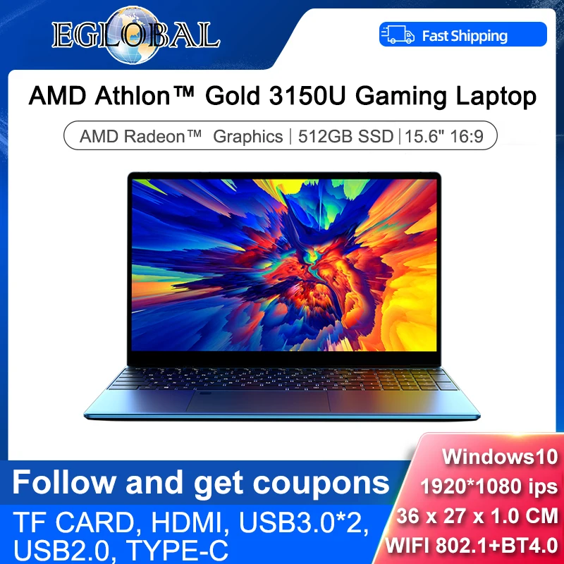 

Ноутбук Eglobal 15,6 ", AMD Athlo Gold 3150U Radeon Graphics, Windows 10 pro