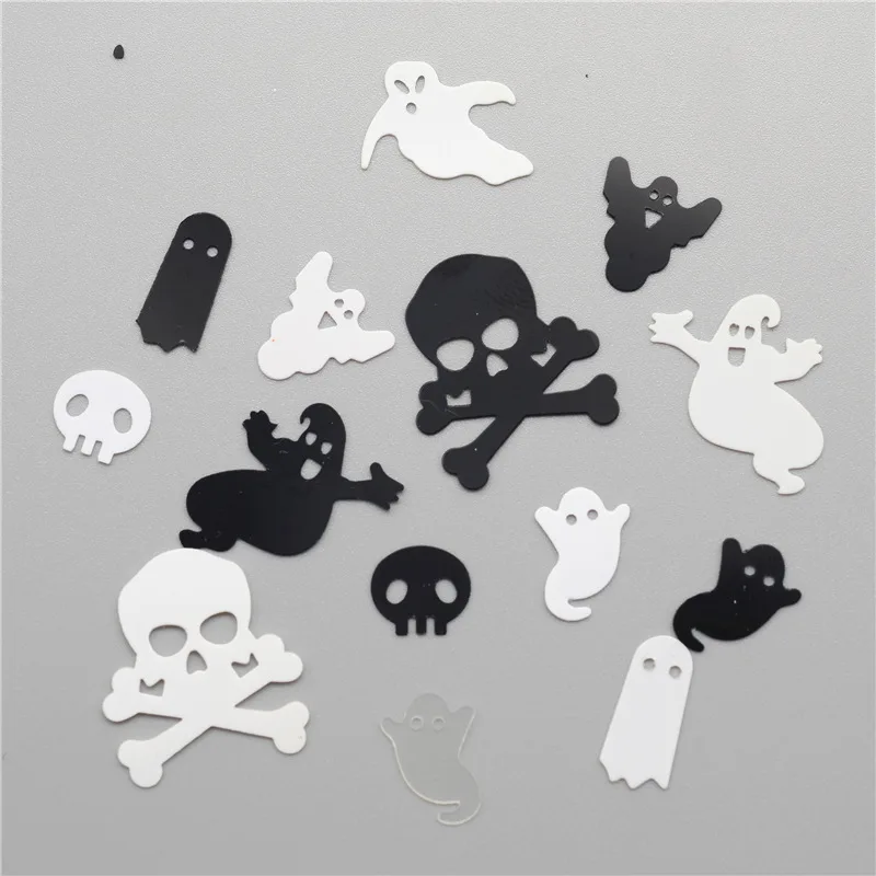 50g 9*13mm Black/white halloween ghost PVC loose sequins crafts for sewing/webbing Diy accessory kids DIY