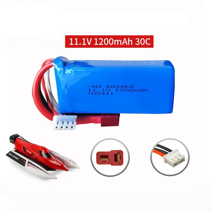 11,1 V 1200 mAh 30C 3S Lipo Batterie für WLtoys WL915 Rc Boot High Speed Fahrzeug F1 Racing Boot teile RC Batterie