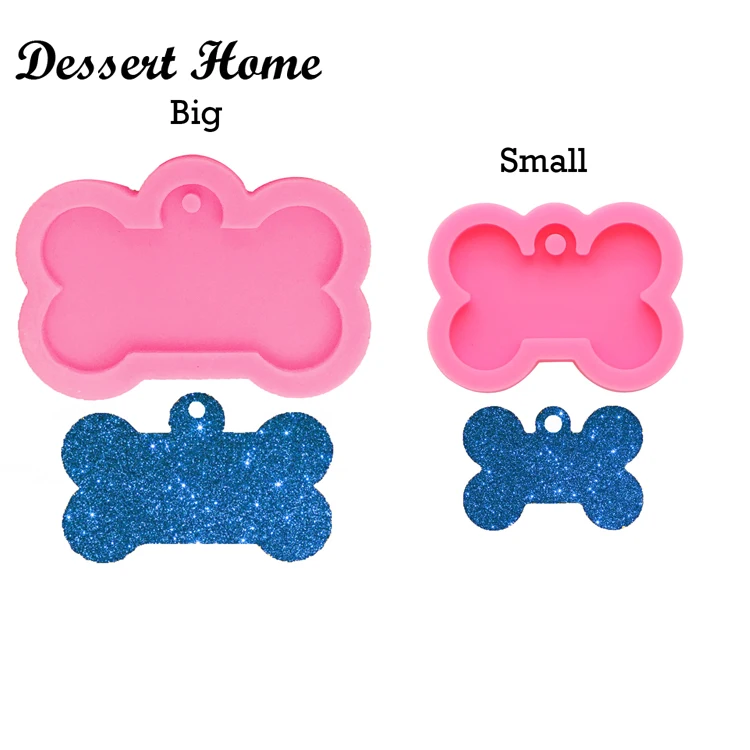 DY0061 DIY 5cm*3.2cm/ 3.1cm*2.8cm Dog bone shape epoxy resin molds Dog tag label mold for keychains jewelry