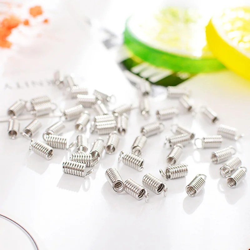 Gold/Silver/Bronze Color Metal Spring Clamp Crimp Beads Leather Cord Ends Caps Connectors for Jewelry Bracelet Making Supplies