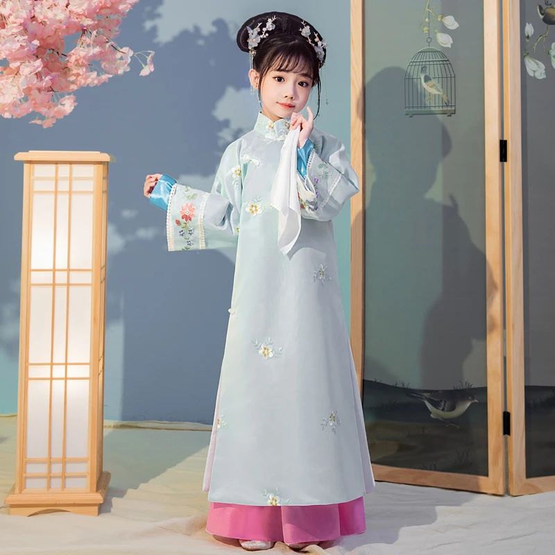 Cute Girls Perform Dress New Year Gift Kids Party Costume Children Chinese Qing Dynasty Cheongsam New Year  Dress Cosplay