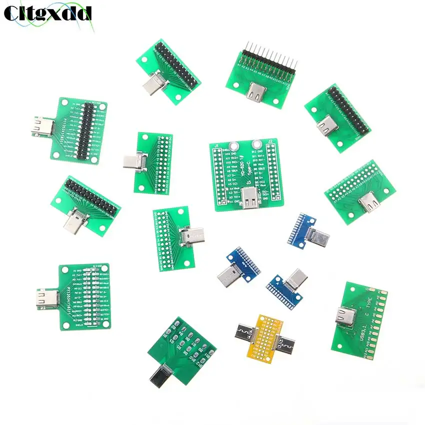 1PCS Type-C Male to Female USB 3.1 Test PCB Board Adapter Type C 24P 2.54mm Connector Socket For Data Line Wire Cable Transfer