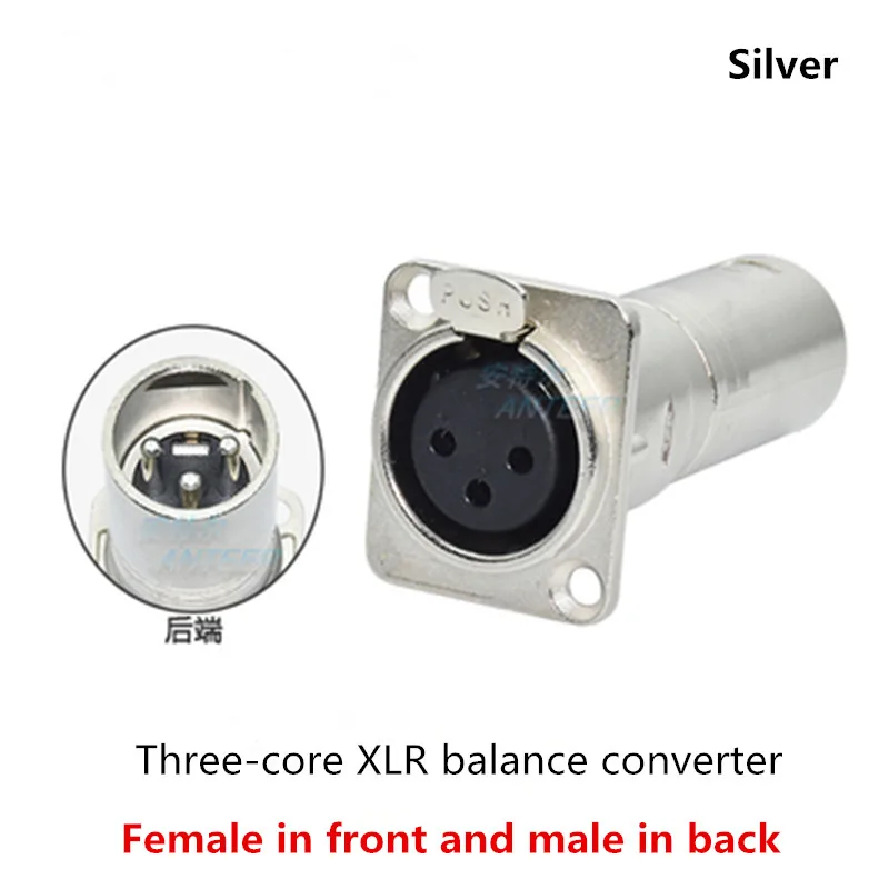 Three-core gold-plated Canon male to female D-type metal socket for audio connection converter XLR Canon mounting base XLR