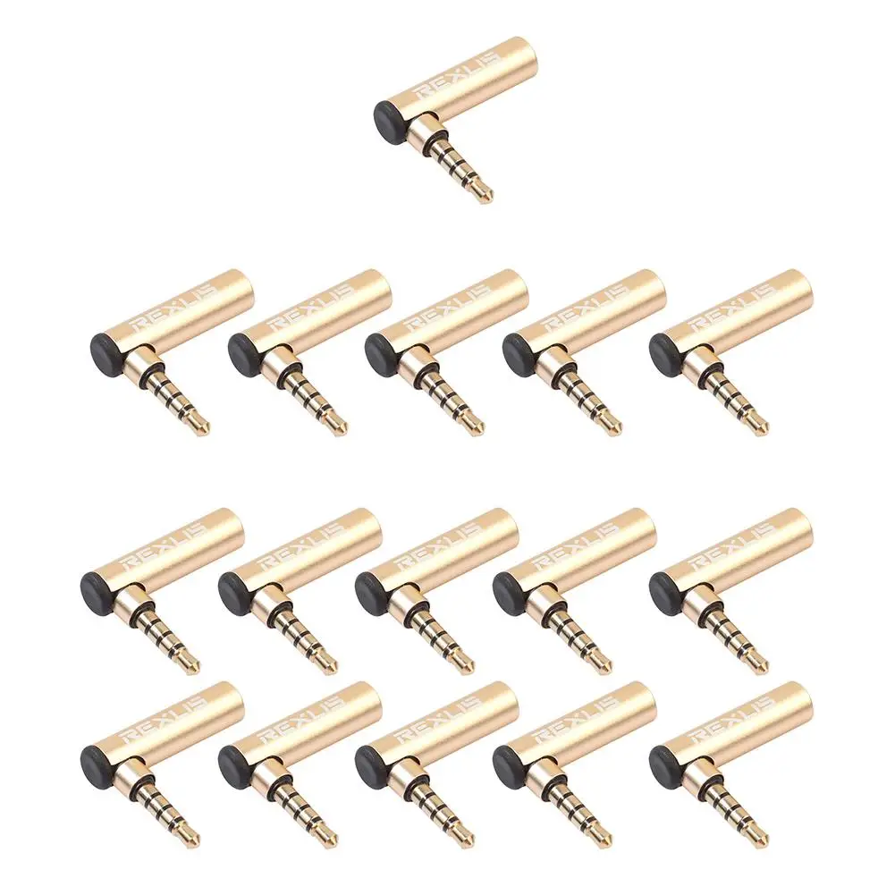 Adaptador de conector de micrófono de Audio estéreo para teléfono y ordenador, Conector de clavija macho a hembra, 90 grados, chapado en oro, 3,5mm