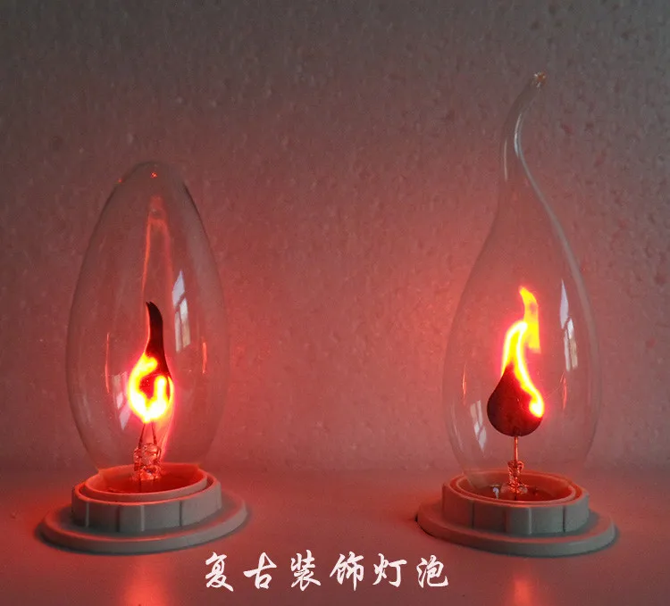 

Edison E14 flame bulb led energy-saving light source creative tungsten wire retro yellow flame candle decorative light bulb 2pcs