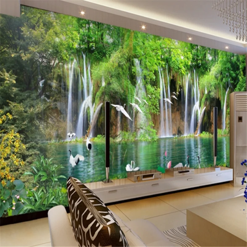 

wellyu Custom 3D personality large wallpaper mural Chinese style living room TV background landscape scenery wall paper 3d обои