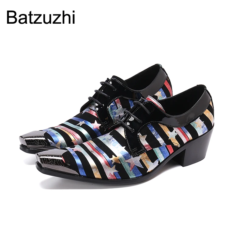 

Batzuzhi 6.5cm Heels High Men's Shoes Pointed Leather Dress Shoes Men Lace-up Business, Party and Wedding Zapatos Hombre