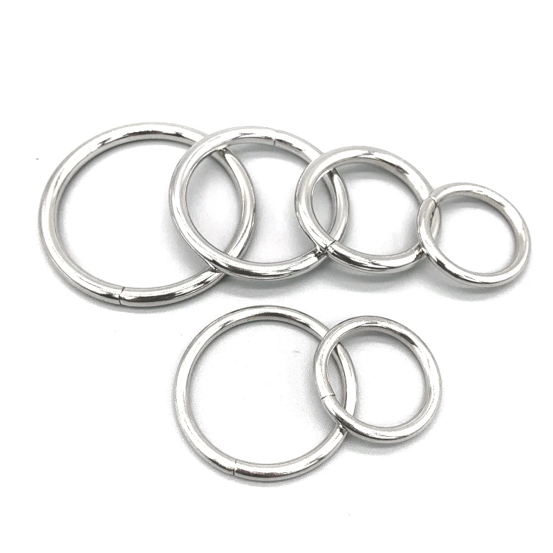 10 PCS/Bag 10/15/20/25/30/35/40/45/50/60/70 mm Silver Metal Ring Adjustment Buckle Round Strong Circle Buttons Backpack Rings